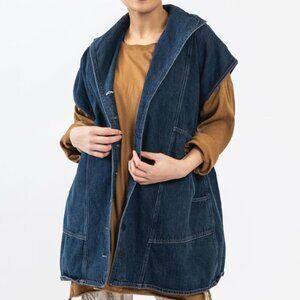 Cynthia Ashby Oversized Button Down Denim Vest | Large